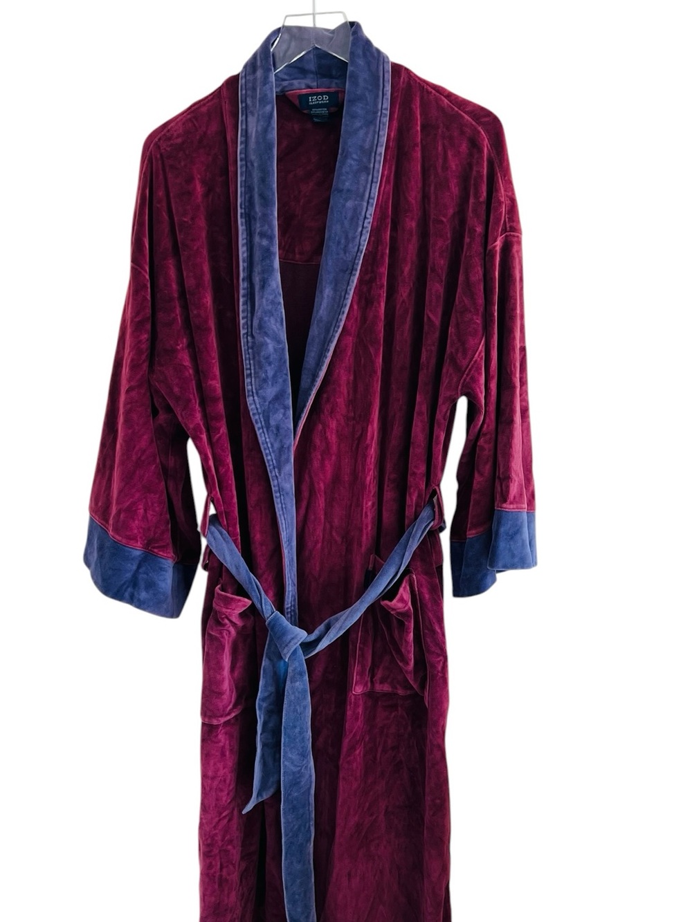 Izod Sleepwear Soft Velvet Robe with Contrast Trim